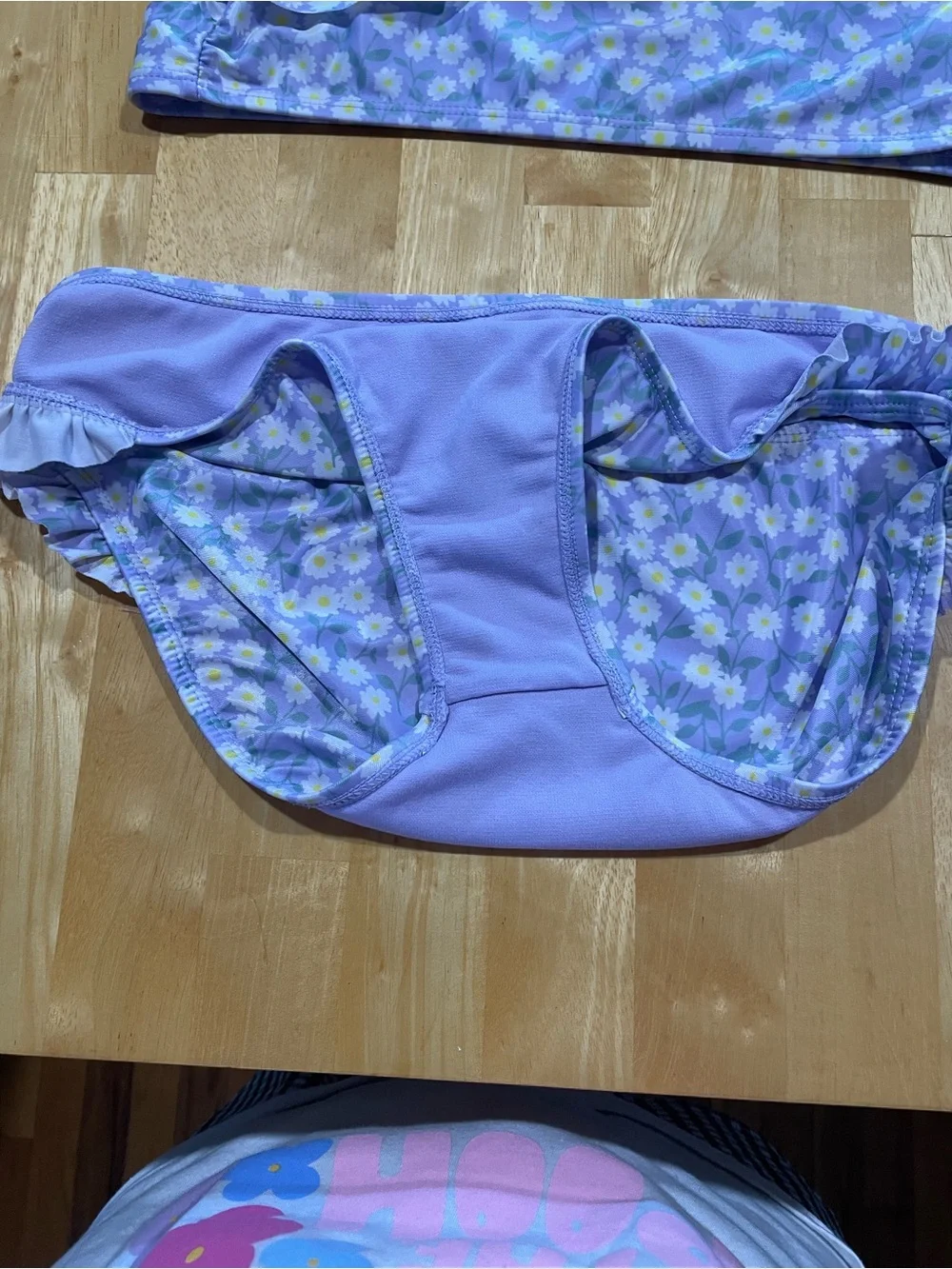 Lilac Daisy One-Shoulder Girls' Swim Set